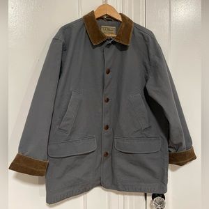 LL Bean Field Coat Jacket Mens Tab Collared Jersey Lined Blue L Reg 0 WY16